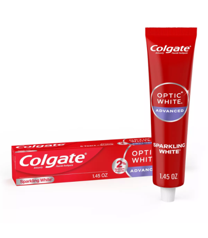 Colgate Optic White Advanced Whitening Toothpaste with Fluoride, 2% Hydrogen Peroxide - Sparkling White - 3.2oz