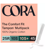 Cora Organic Cotton Tampons Mix Pack Regular/Super/Super+ Absorbency - 45ct