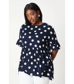 Curve Blue Spot Smock Top