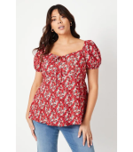 Curve Ditsy Tie Front Top