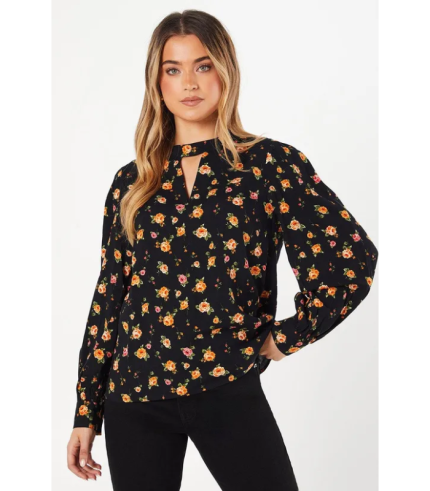 Ditsy Keyhole Blouse