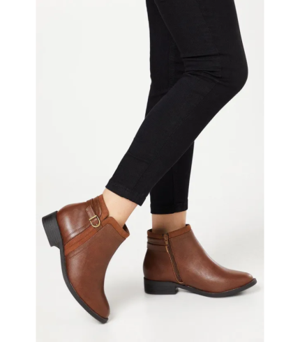 Good For The Sole Wide Fit Mia Mixed Material Ankle Boots