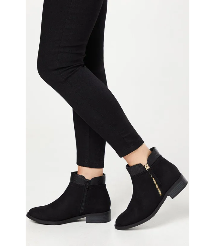 Good For The Sole Wide Fit Mira Material Mix Zip Ankle Boots