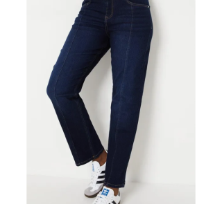 Pintuck High Rise Straight Leg Jeans