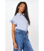 Ruffle Sleeve Button Through Shirt