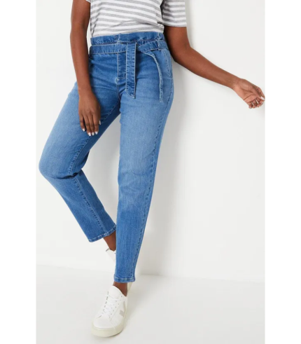 Paperbag High Rise Button Detail Jeans