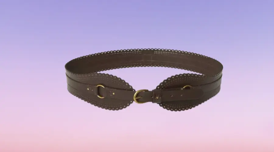 100% Leather Cut Out Detail Scalloped Edge Waist Belt