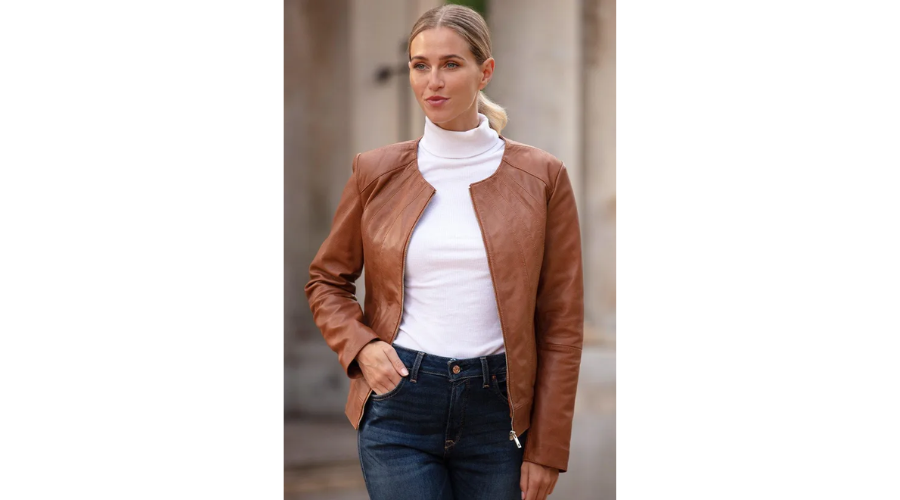 'Aliona' Real Leather Fashion Jacket Women's Coat