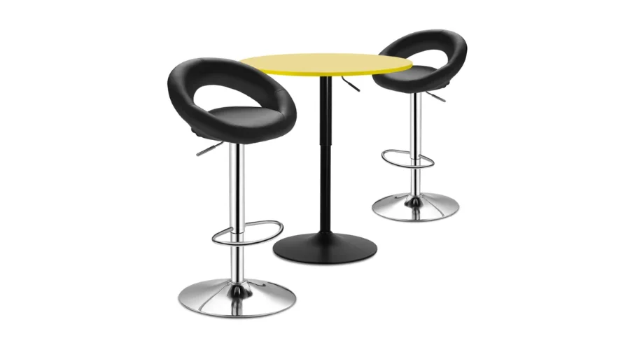 Round Cocktail Table Set of 3 Bar Table and Chair Set with a Counter Bar Stool 