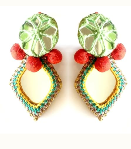 Handmade Mirror Work Fbric Potli Earring for Women