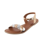 Mochi Women's Gold Faux Leather Fashion Sandals